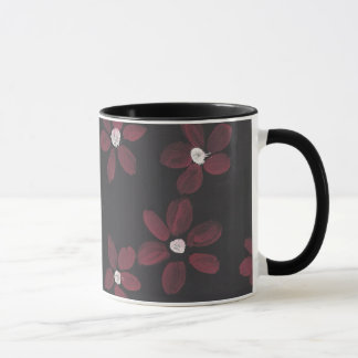 Taza Negro y rosa florales