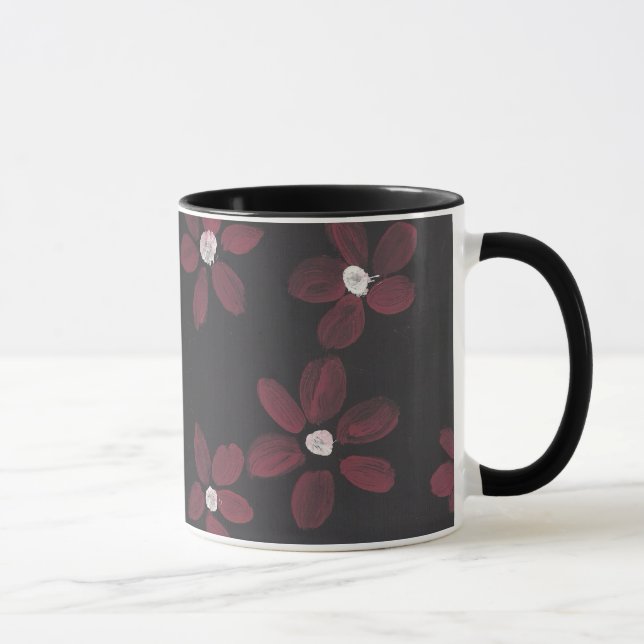 Taza Negro y rosa florales (Derecha)