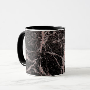 Taza Negro y rosa oro mármol brillo glam moda