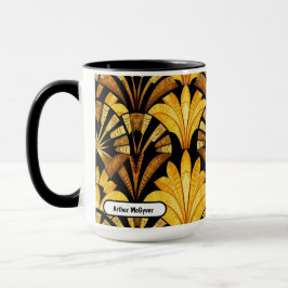 Taza Neo Deco Gold Geometric Abstract Pattern
