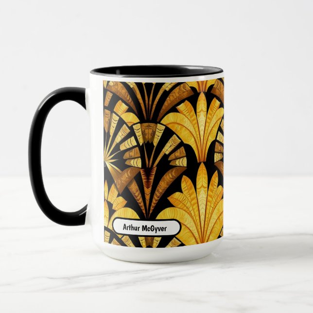 Taza Neo Deco Gold Geometric Abstract Pattern (Izquierda)