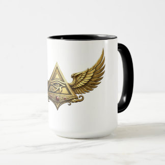 Taza NeoAnkh Ojo Egipcio de Horus Pirámide Alada Dorada