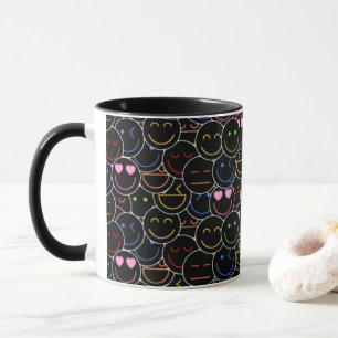 Taza Neon Emoji Coffee Mug: Vibes Retro Modernas
