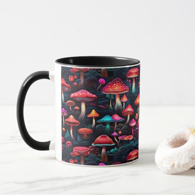 Taza Neon Enchanted Mushroom Forest Mug (Con donut)