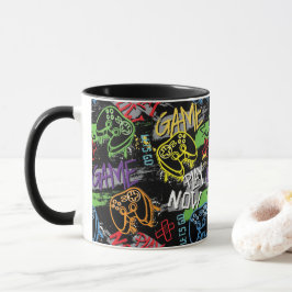 Taza Neon Graffiti Gaming Pattern
