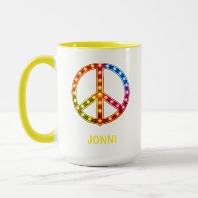 Taza Neon Lighst Peace Sign Unisex (Izquierda)