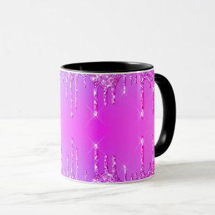 Taza Neón morado rosado Purpurina café espumoso Mug