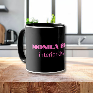 Taza Neón simple profesional moderno negro rosa