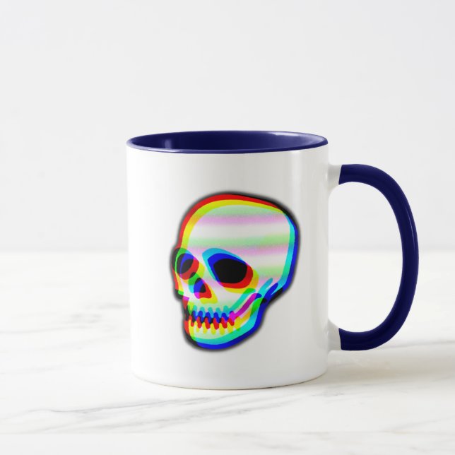 Taza Neon Skull Moderno Ilustracion de Arte (Derecha)