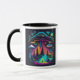 Taza Neon UFO y Alien Scene Psychedelic Art