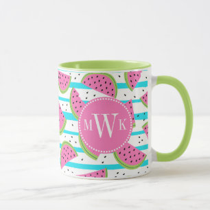Taza Neon Watermelon on Stripes Pattern