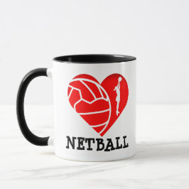 Taza Netball del amor de la silueta I del jugador del