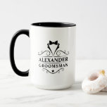 Taza Neumático negro de Groomsman<br><div class="desc">Boda Groomsman Black Tie Large Coffee Mug</div>