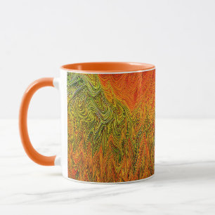 Taza "Neural Firestorm" Resumen Naranja amarillo