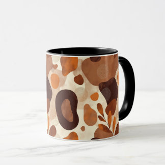 Taza Neutral Leaves & Shapes Mug – Artistic Boho Patter