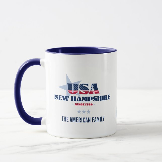 Taza New Hampshire USA 1788 Blue Star Personalized Mug (Izquierda)