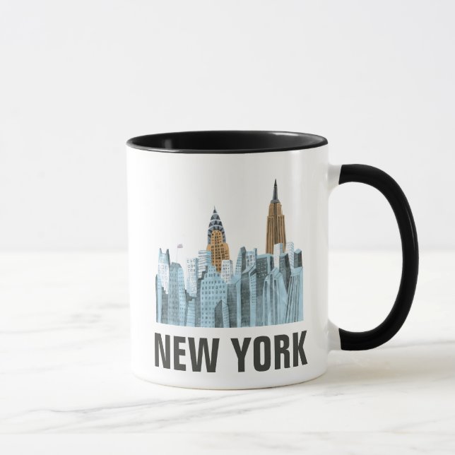 Taza New York City dibujado mano, NY (Derecha)