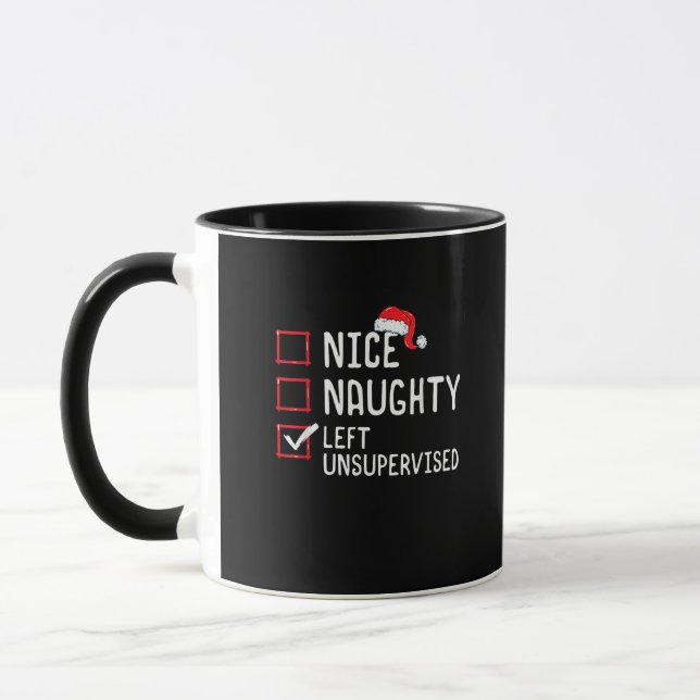 Taza Nice Naughty Left Unsupervised Christmas List  (Izquierda)
