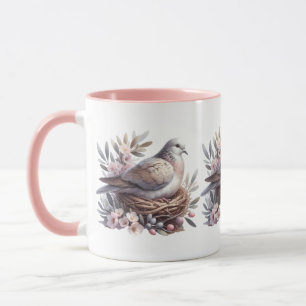 Taza Nido Rubor Dove con flores y ramas de olivo