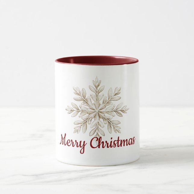 Taza Nieve de crema roja Feliz Navidad (Centro)