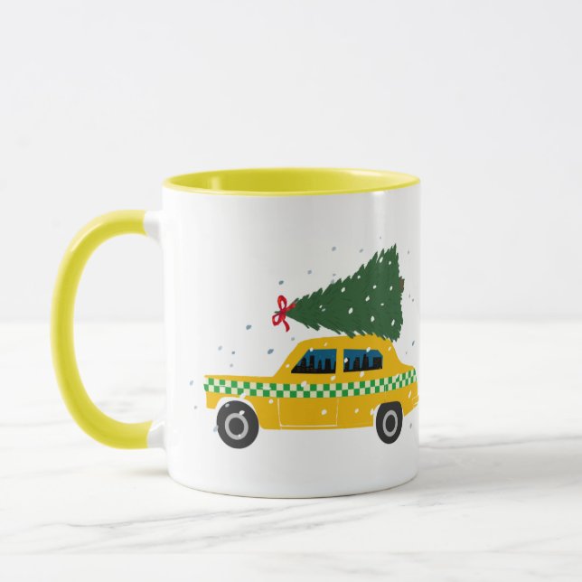 Taza Nieve de dibujos de árbol de Navidad de taxi amari (Izquierda)