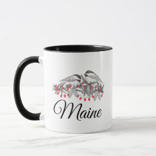 Taza Nieve feriada para Navidades de invierno con aves
