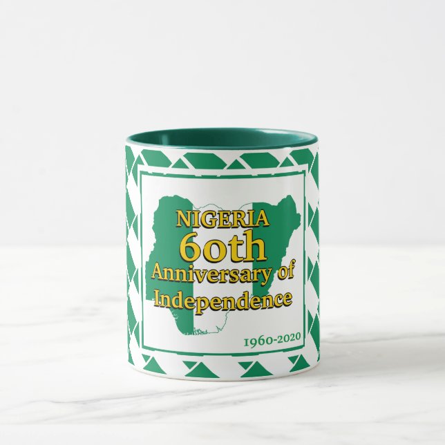 Taza NIGERIA 60.ª INDEPENDENCIA | Recuerdos de bandera  (Centro)