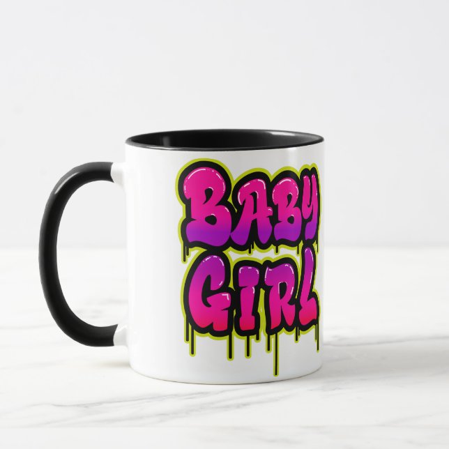 Taza Niña Bebé Derramamiento Palabra de arte Paint Gree (Izquierda)