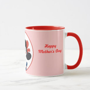 Taza Niña Bonita con Lazos Rojos Ilustración Infantil