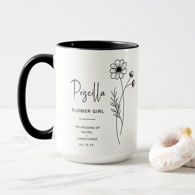 Taza Niña de flores de octubre | Flor de Nacimiento Cos (Con donut)