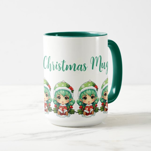Taza Niña Elf Xmas Magia Personalizada (Anverso derecho)