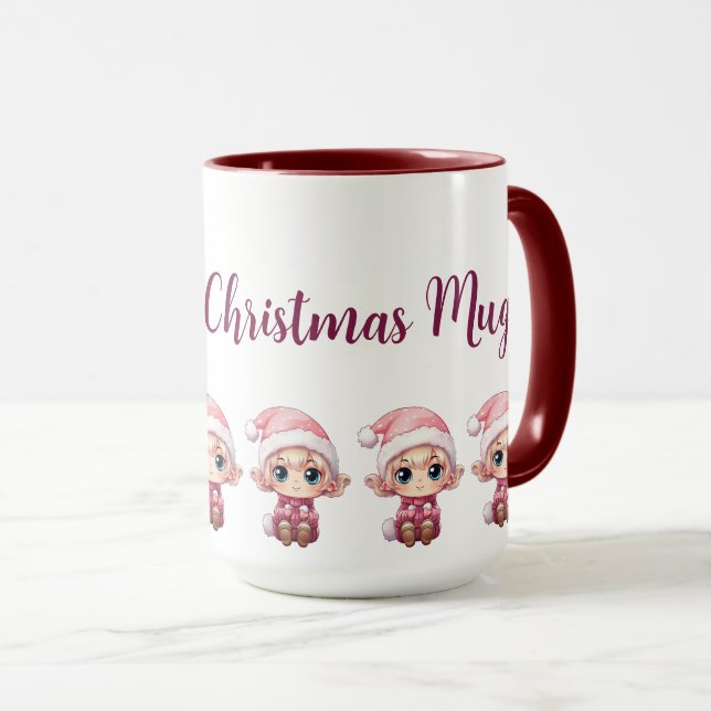 Taza Niña Elf Xmas Magia Personalizada (Anverso derecho)