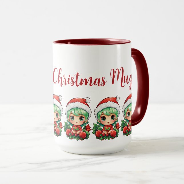 Taza Niña Elf Xmas Magia Personalizada (Anverso derecho)