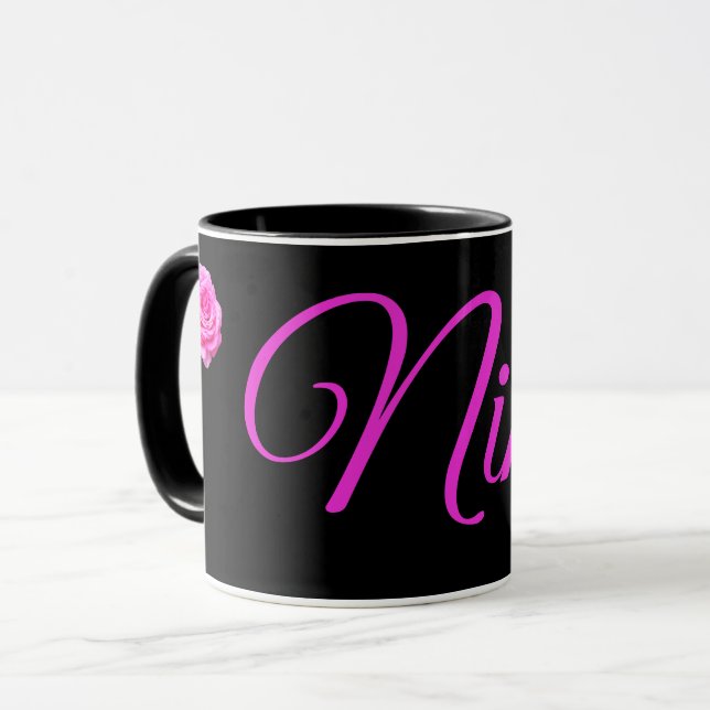 Taza Nina, Nombre Con Rosas Rosa, (Anverso izquierdo)