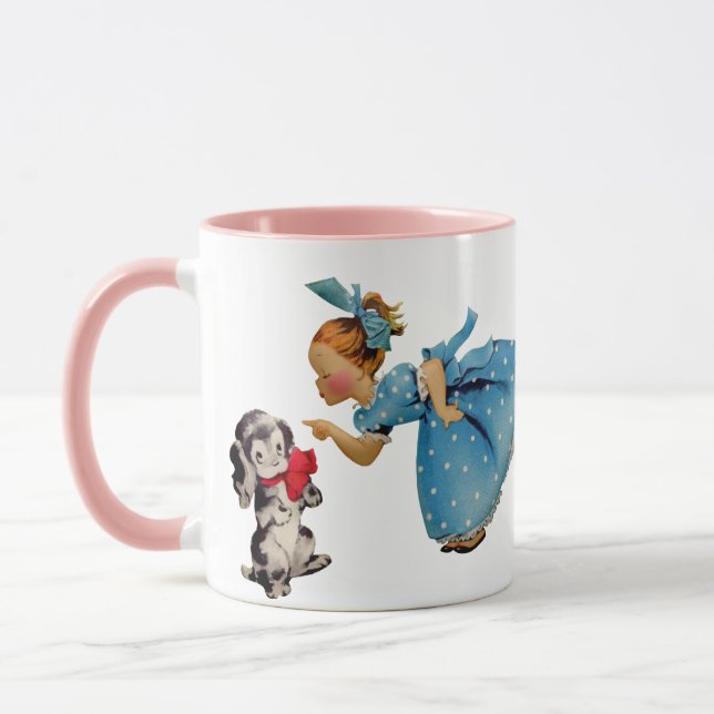 Taza Niña virgen con Perro Cuto: Adorable (Izquierda)