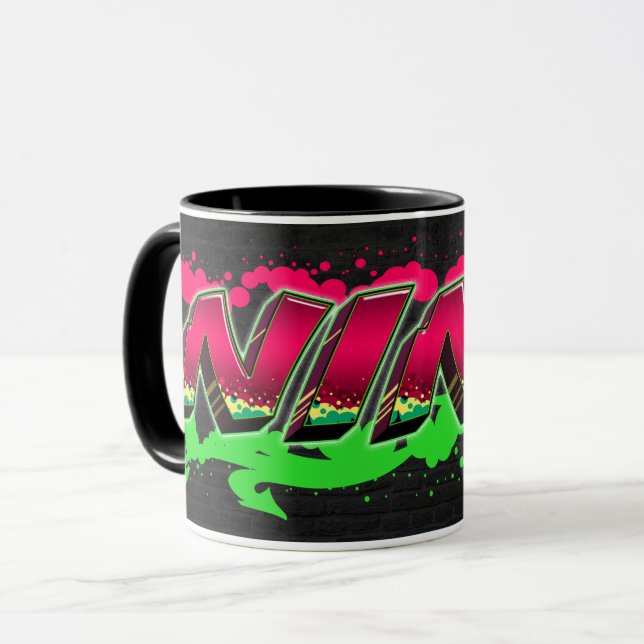 Taza Nina Vorname Name Graffiti red green Tasse (Anverso izquierdo)