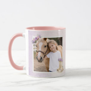Taza Niñas Caballo Floral Púrpura