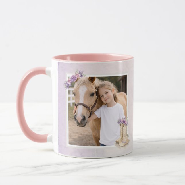 Taza Niñas Caballo Floral Púrpura (Izquierda)