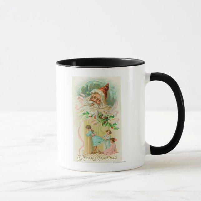 Taza Niñas pequeñas espiando a través de la puerta del  (Derecha)