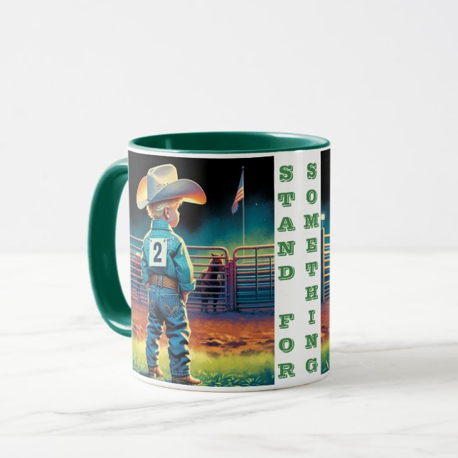 Taza Niñito en Rodeo cerca caballos de la bandera estad (Anverso izquierdo)