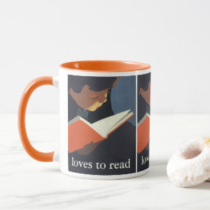 Taza Niño Antiguo Leyendo un Libro de la Biblioteca