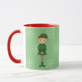 Taza Niño Elfo illusima Navidad Copos de Nieve Verde Cl