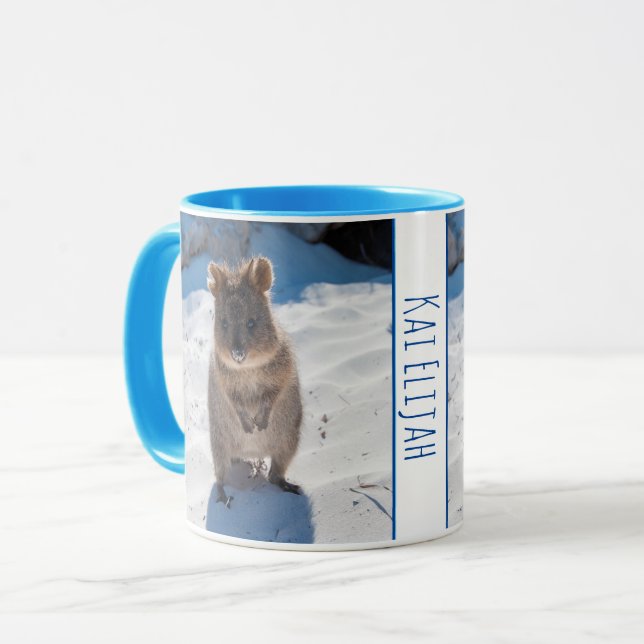 Taza Niños Blue Boys Quokka Beach Personalizado (Anverso izquierdo)