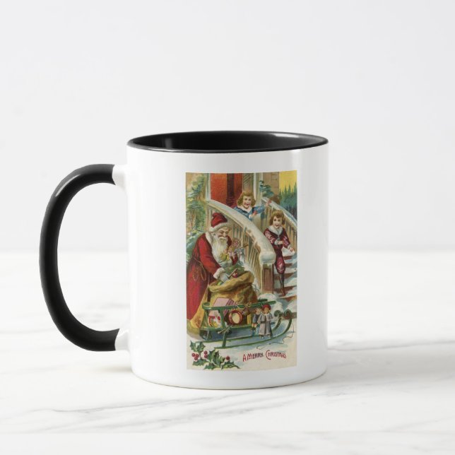 Taza Niños corriendo a saludar a Santa (Izquierda)