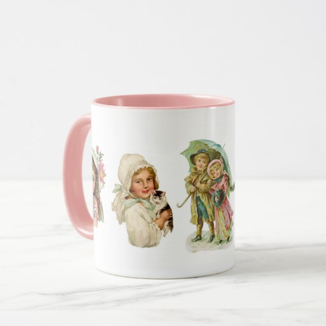 Taza Niños de arte victoriano de época (Anverso izquierdo)