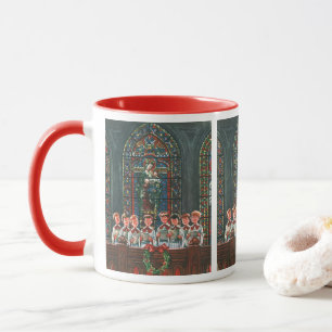Taza Niños de Navidad ventilado cantando coro en la igl