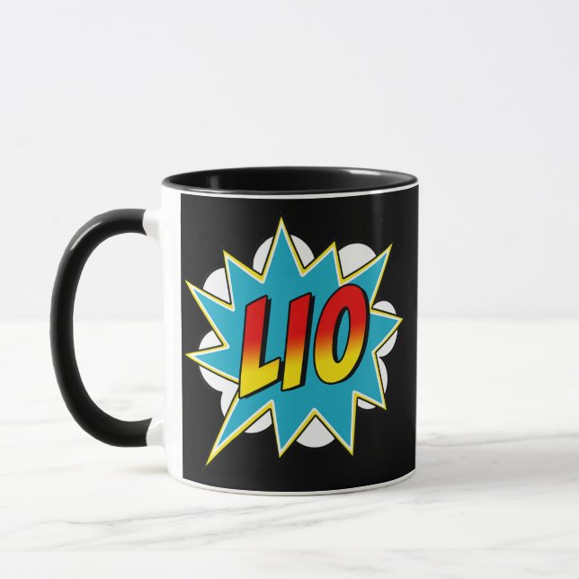 Taza Niños Niños Lio Nombre Comic Book Superhéroe  (Izquierda)
