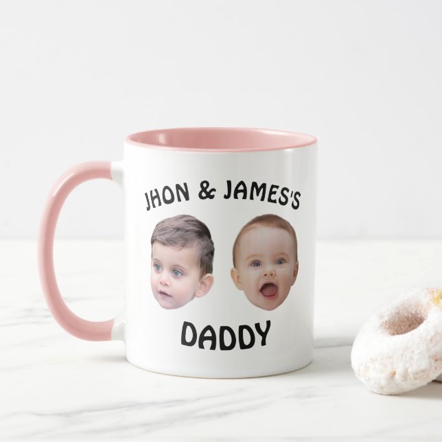 Taza Niños personalizados Baby Face Mug | 2 Fotos Dad M (Con donut)