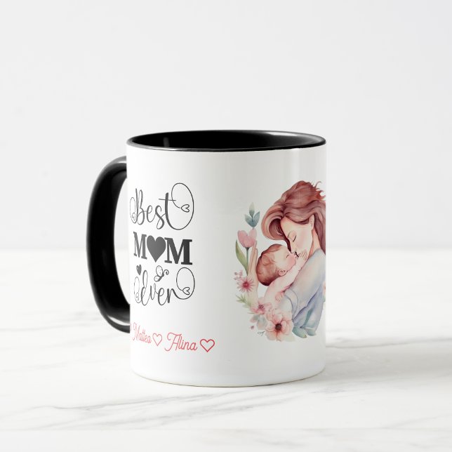 Taza Niños personalizados nombran mejor mamá jamás café (Subido por el creador)