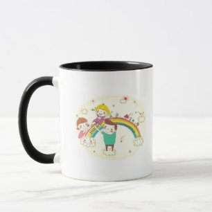 Taza Niños que juegan en el arco iris